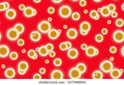 spiky stars seamless pattern in red gold ivory shades