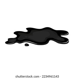 Spill of black oil puddle industry. Stain ink drop of petrol liquid shape. Vector cartton illustration.