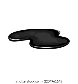 Spill of black oil puddle industry. Stain ink drop of petrol liquid shape. Vector cartton illustration.