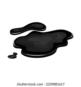 Spill of black oil puddle industry. Stain ink drop of petrol liquid shape. Vector cartton illustration.