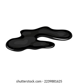 Spill of black oil puddle industry. Stain ink drop of petrol liquid shape. Vector cartton illustration.