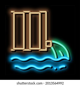 spill of harmful substances into water neon light sign vector. Glowing bright icon spill of harmful substances into water sign. transparent symbol illustration
