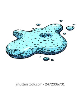 spill water puddle hand drawn. isolated rain, wet splatter, pool shape spill water puddle vector sketch. isolated color illustration