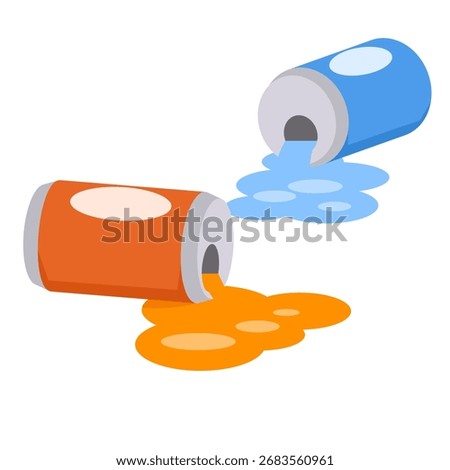 Spilled Beverage Cans with Puddles