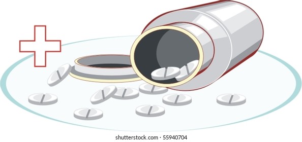 Spilled bottle with medical supplies