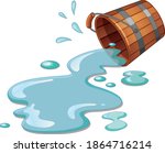 Spilled bucket water  isolated on white background illustration