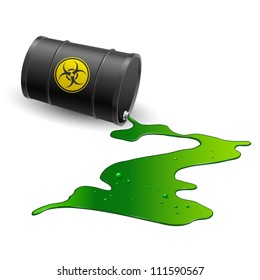 Spilled chemical barrel. Illustration on white background