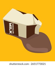 spilled chocolate milk carton. Spilled chocolate