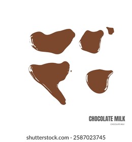 Spilled chocolate milk silhouette, hot chocolate puddle, liquid stain, coffee splatter, brown latte illustration