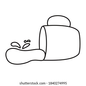 Spilled Coffee In Ceramic Cup Drink Line Style Icon Vector Illustration Design