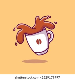 Spilled coffee cup icon designed in cartoon flat style isolated. vector illustration. Drink concept design.