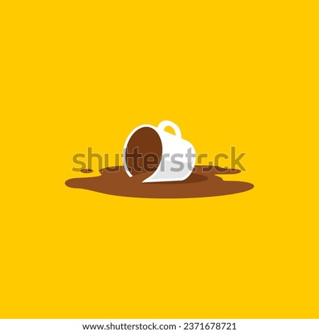 Spilled coffee. Hot chocolate, cocoa. Simple, flat style. Graphic vector illustration. 商業照片 © 