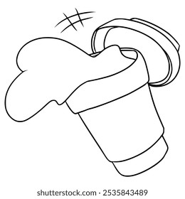 vetor de contorno desenhado à mão da ilustração do café derramado