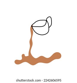 Spilled coffee line art vector concept. Minimalist design template.