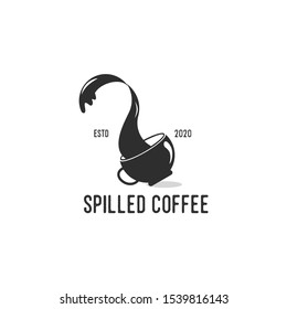 Spilled Coffee From The Logo Cup, Vintage Hipster Retro Logo Design Template