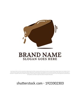 inspiración de diseño de logotipo de tazas de café derramado, mejor para café entrega idea de diseño de logo