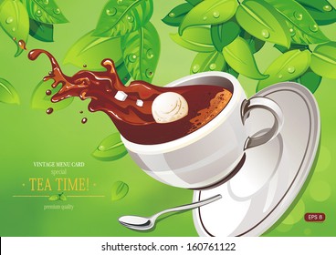 Spilled a cup of tea on a mint leaf