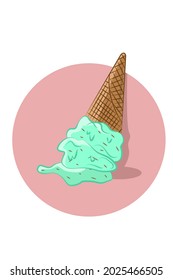 Spilled ice cream vector illustration