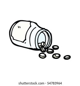 spilled jar of pills drawing