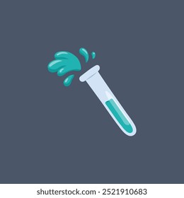 spilled lab bottle in flat vector design.
