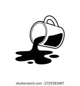 Líquido derramado de una jarra una simple ilustración en blanco y negro