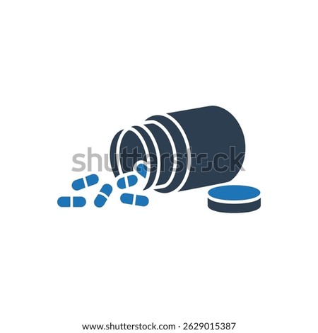 Spilled Medication Bottle Icon Isolated On White Background