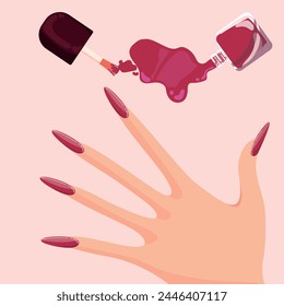 spilled nail polish on a pink background