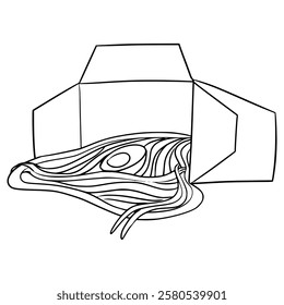 spilled noodles illustration hand drawn outline vector