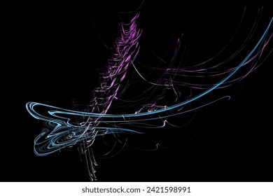 Spilled oil paint shimmers on a black background, paint strokes. Abstract geometric illustration of felt-tip pen doodle waves with gradient on dark background. Creative cover, wallpaper, flyer design.