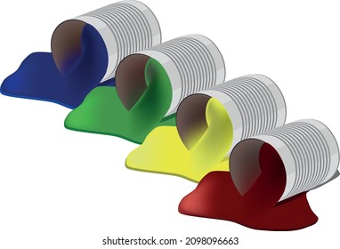 spilled paint can with imprint