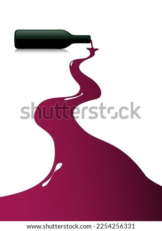spilled red wine bottle, vector illustration. Wine road Foto stock © 
