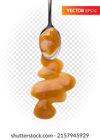 Spilled sauce in a spoon. Vector illustration on a transparent background.