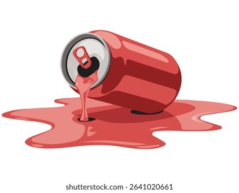 Spilled soda drink cans isolated vector illustration on white background