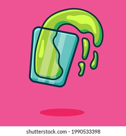 spilled syrup isolated cartoon vector illustration in outline flat style