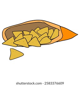 spilled tortilla chips illustration hand drawn isolated vector