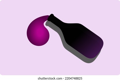 Spilled Wine Bottle Design Flat