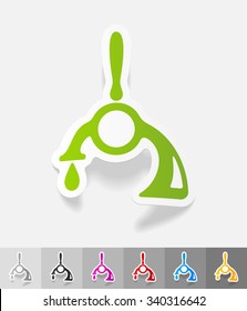 spilling beer paper sticker with shadow. Vector illustration