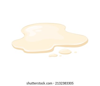 Spilling mayonnaise, sauce. Puddle of beige liquid. Vector cartoon illustration on a white background.