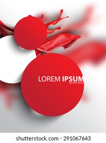 spilling wet paint ink flowing round red and white frames advertisement background eps10 vector