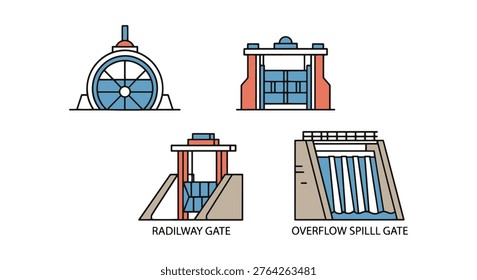 Spillway Gate Line art vector creative abstract colorful shapes