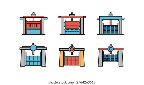 Spillway Gate Line art vector modern colorful pattern illustration