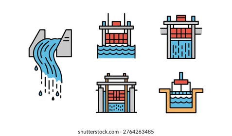 Spillway Line art vector set minimal abstract
