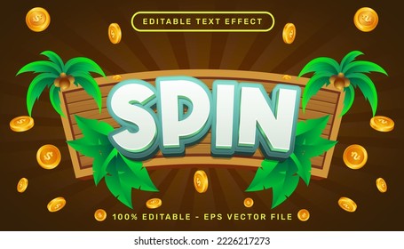 spin 3d text effect and editable text effect with coconut tree