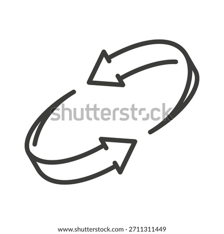 Spin arrow icon. Rotation two arrows. Recycle. Line vector illustration.