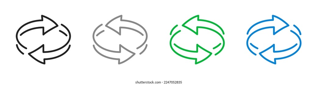 Spin arrow. Rotation arrows. Recycle arrow icon set. Circle arrows icons. Vector illustration.