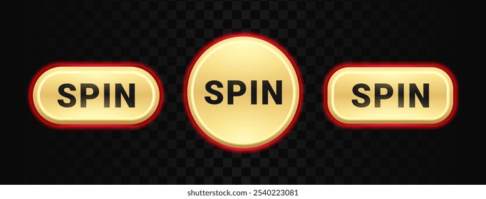 Spin button icon or gaming symbol set for start game online casino