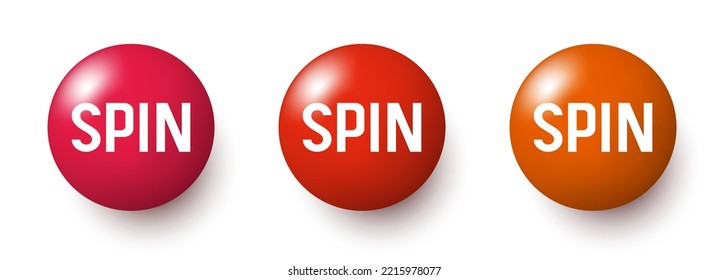 Spin button set. Buttons for online casino. Vector clipart isolated on white background.