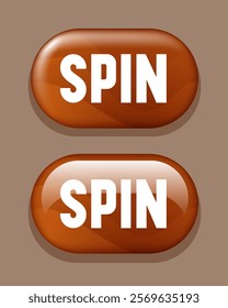 Spin button. Vector button isolated on black background.