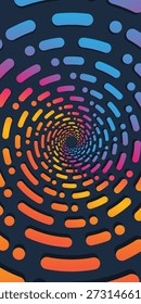 Spin circle colorful line radial background. Texture seamless pattern technology