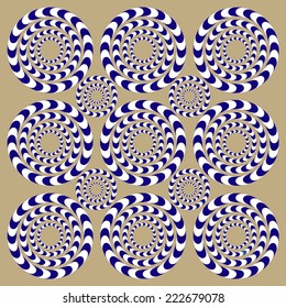 Spin Circles (Illusion). Optical Illusion. Optical illusion Spin Cycle. Optical illusion background pattern. Bright background with the optical illusion 